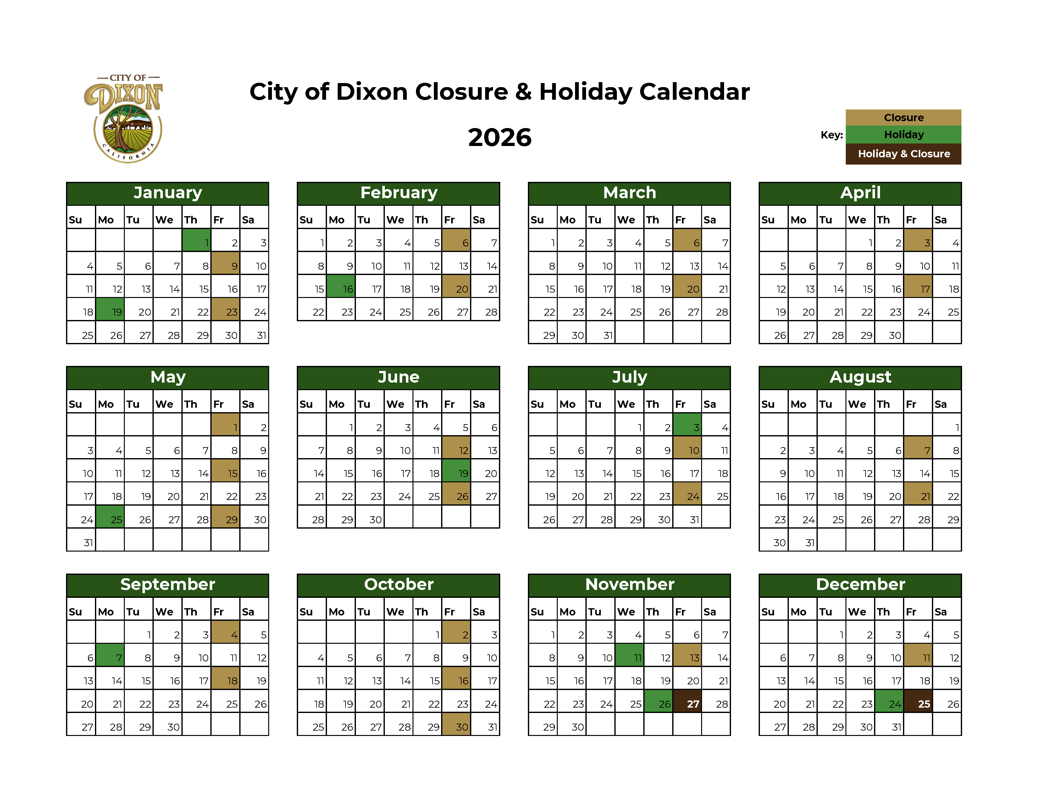 Welcome to the Official Website of the City of Dixon, CA - City Hall  Calendar